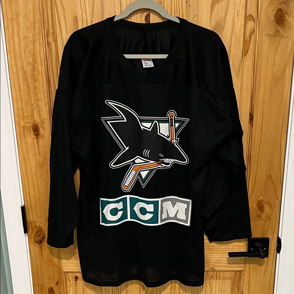 CCM San Jose Sharks Black Hockey Jersey - Excellent Condition